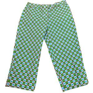 Talbots Petites Capri Green Turquoise Stretch Zipper Belt Loops Womens Size 8